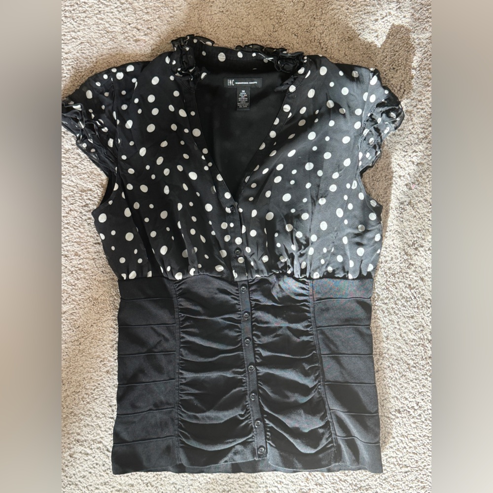INC International Concepts Black and White Polka Dot Skirt